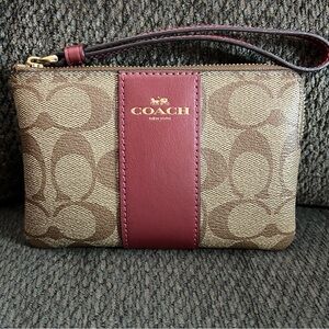 Coach Brown and Red Wristlet